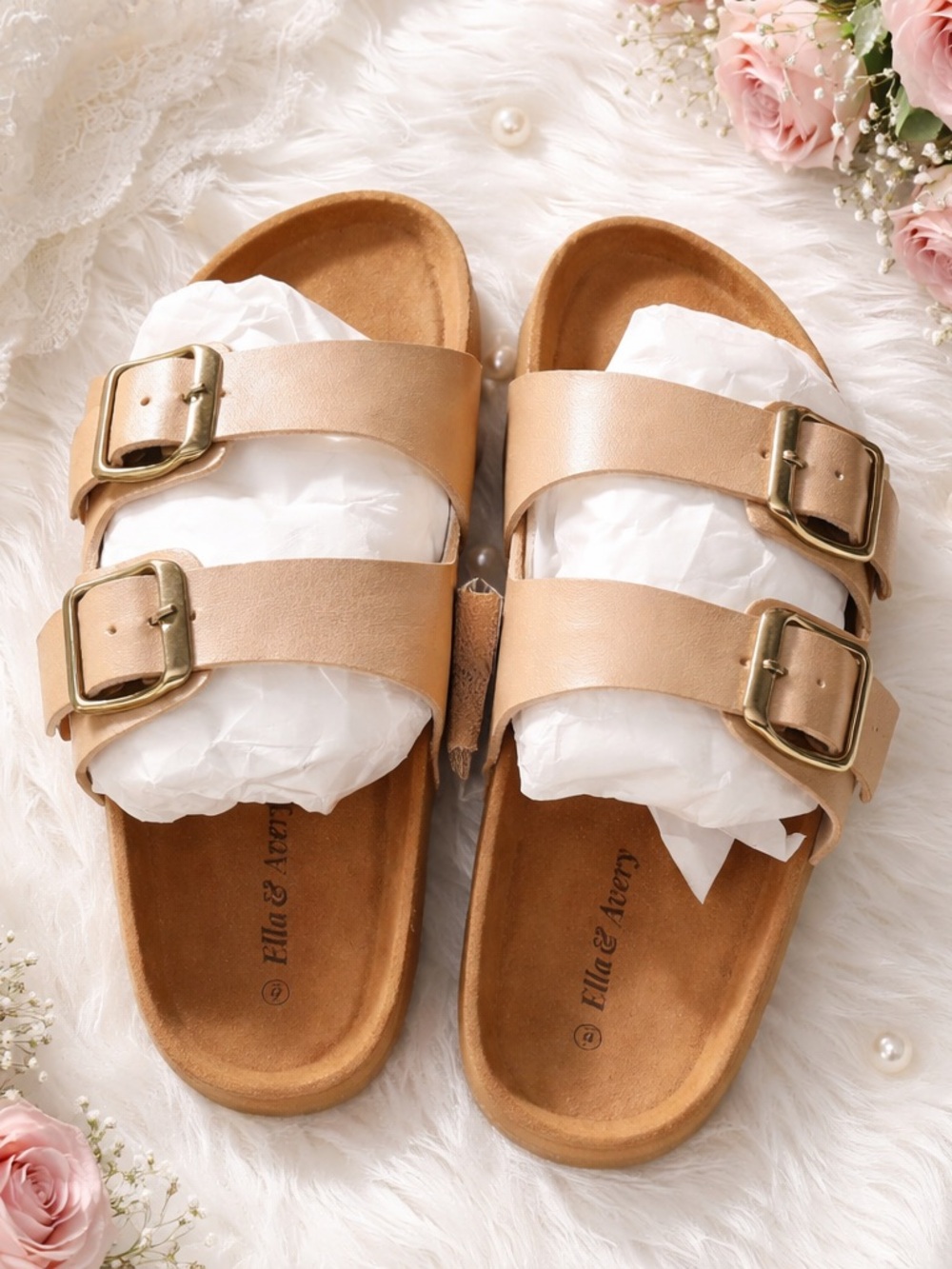 ELLA & AVERY BUCKLE LEATHER SANDALS! INSPIRED BY BIRKENSTOCK & ARE VERY COMFY 🔥